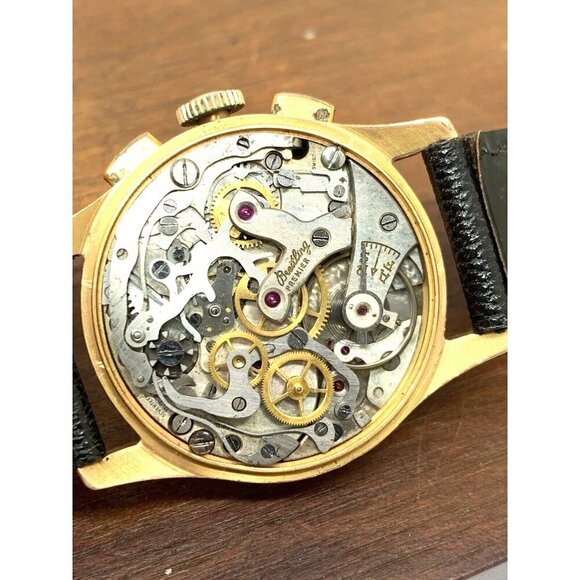 Breitling Premier Men's Watch 1940's Swiss Chronograph 32mm 18k Yellow Gold Case - Picture 7 of 16
